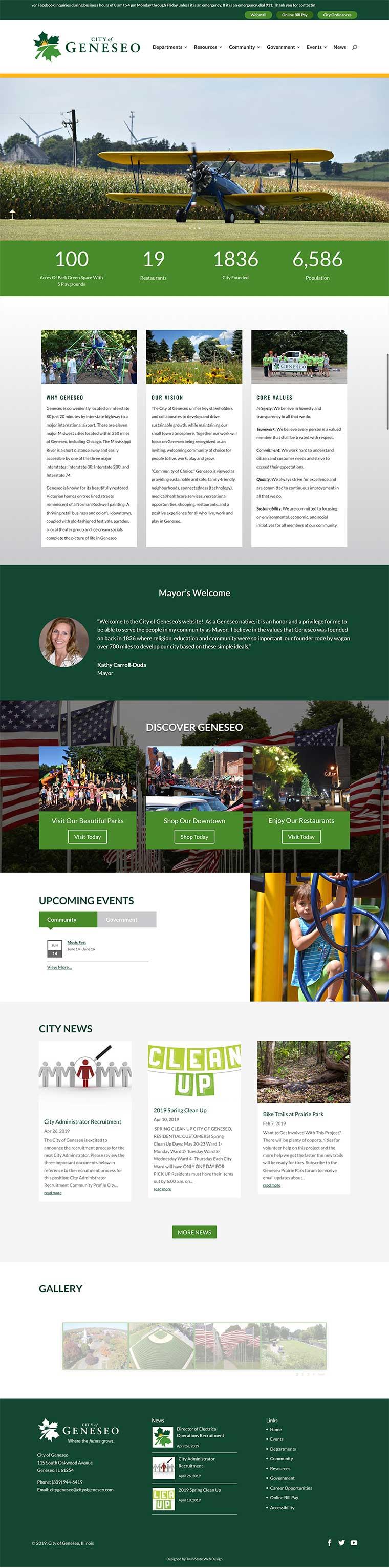 A screenshot of the city of Geneseo website.