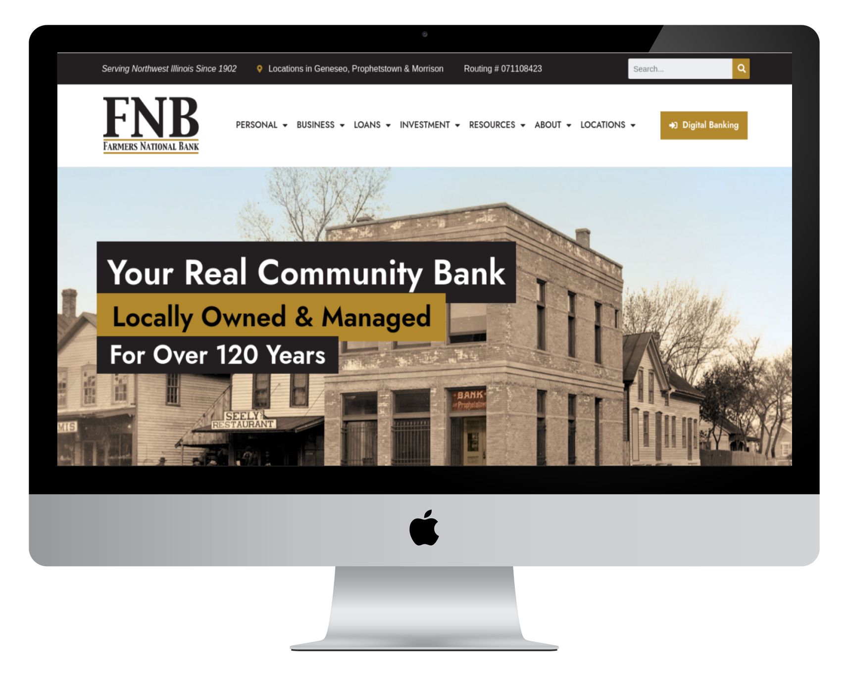 Farmers National Bank Website - Desktop View
