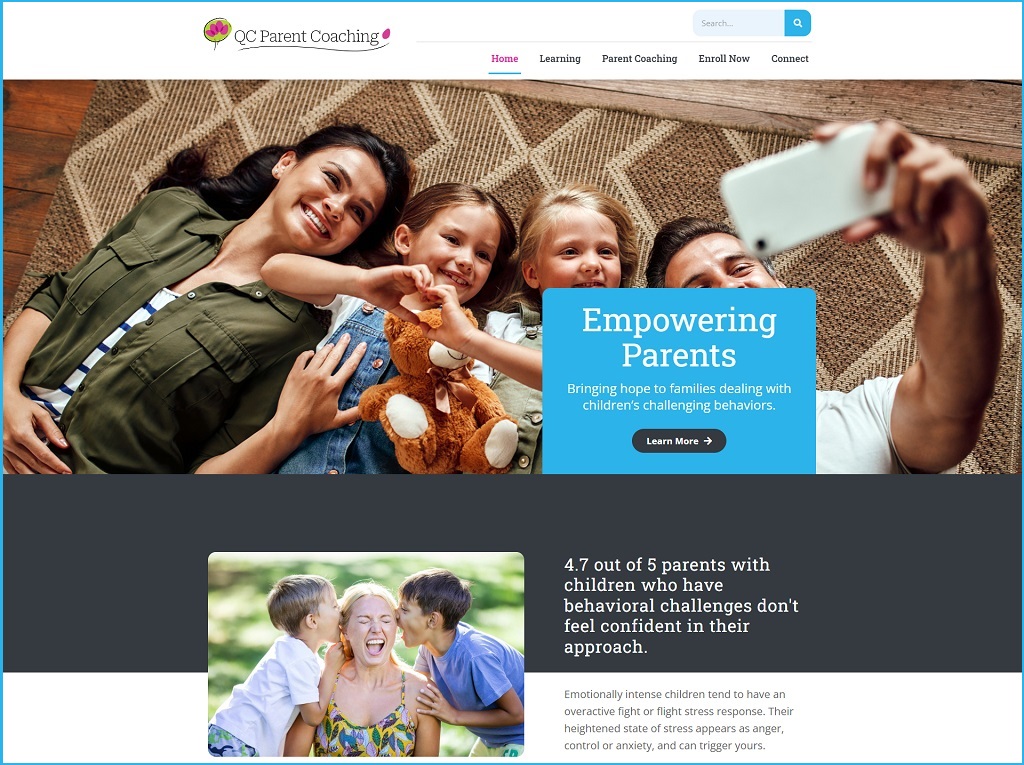 Quad Cities Parent Coaching Website - Desktop View