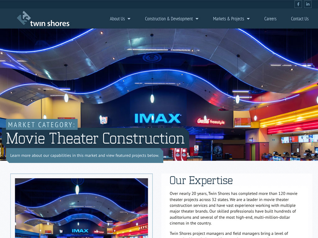 Screenshot of a construction website.