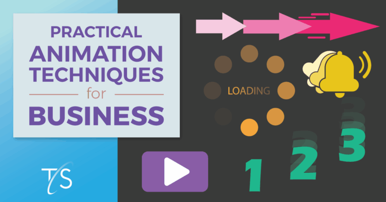 Modern graphic design illustrating animation techniques for business presentations and training by Twin State Technical Services.