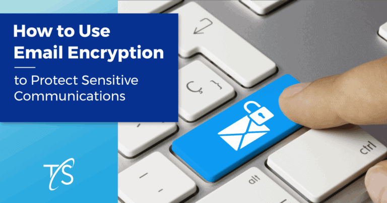 Email encryption security icon on keyboard for data protection in IT and cybersecurity; Twin State Technical Services cybersecurity solutions.
