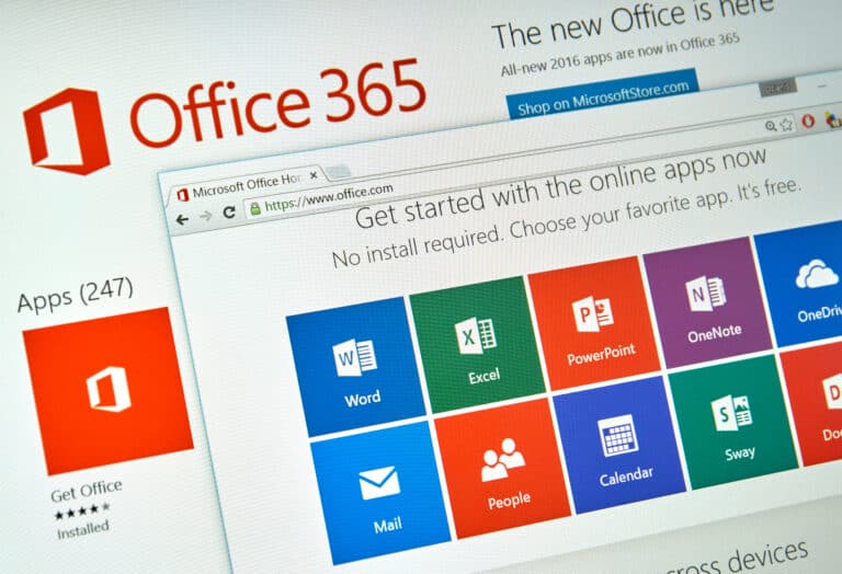Microsoft Office 365 online suite for business productivity and collaboration services.