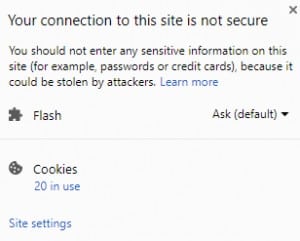 popup chrome shows when a site is secure with an ssl certificate