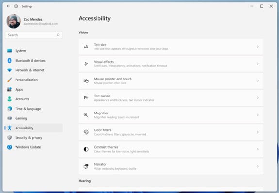 accessibility settings